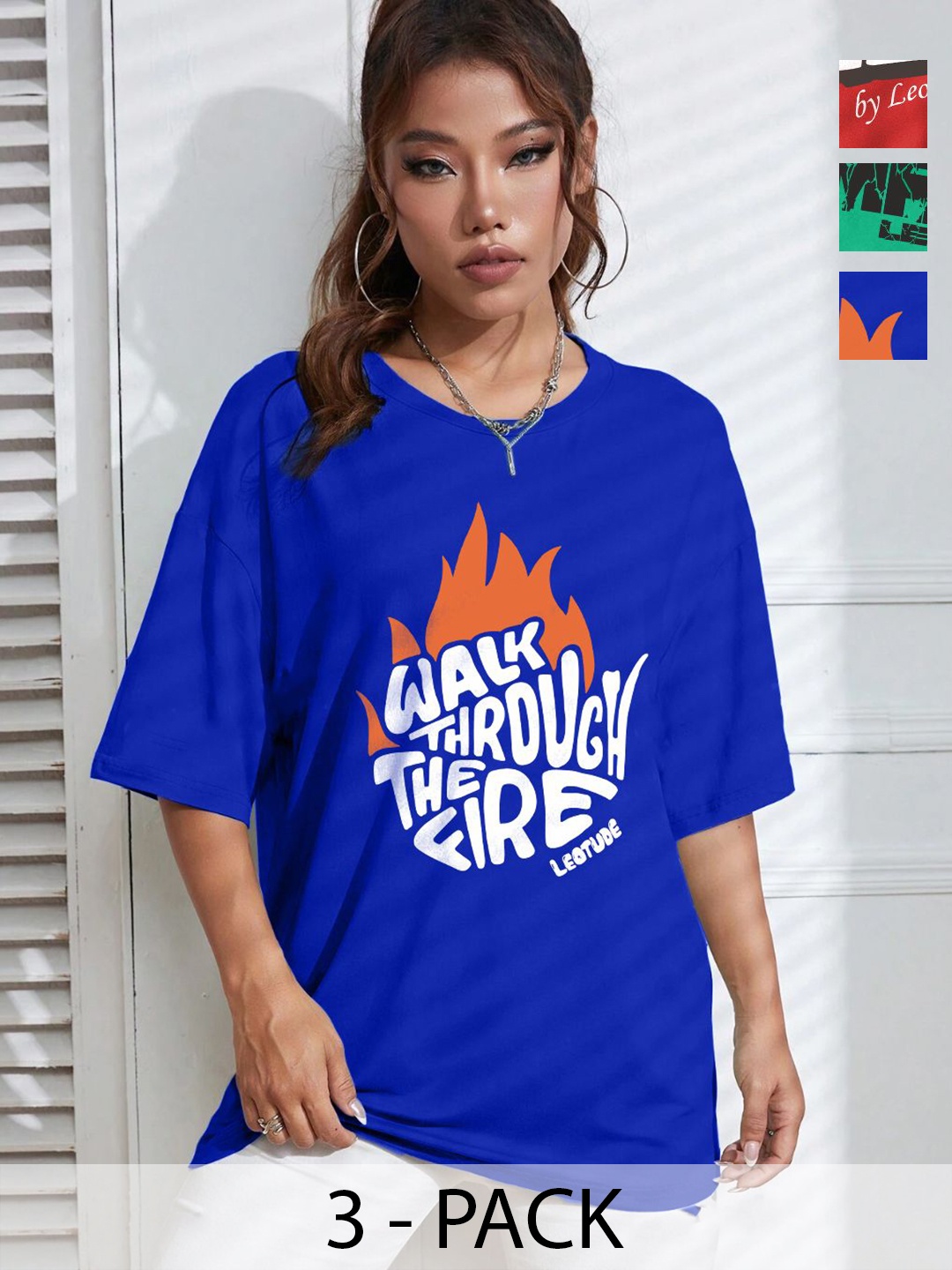 

Leotude Women 3 Printed T-shirt, Multi