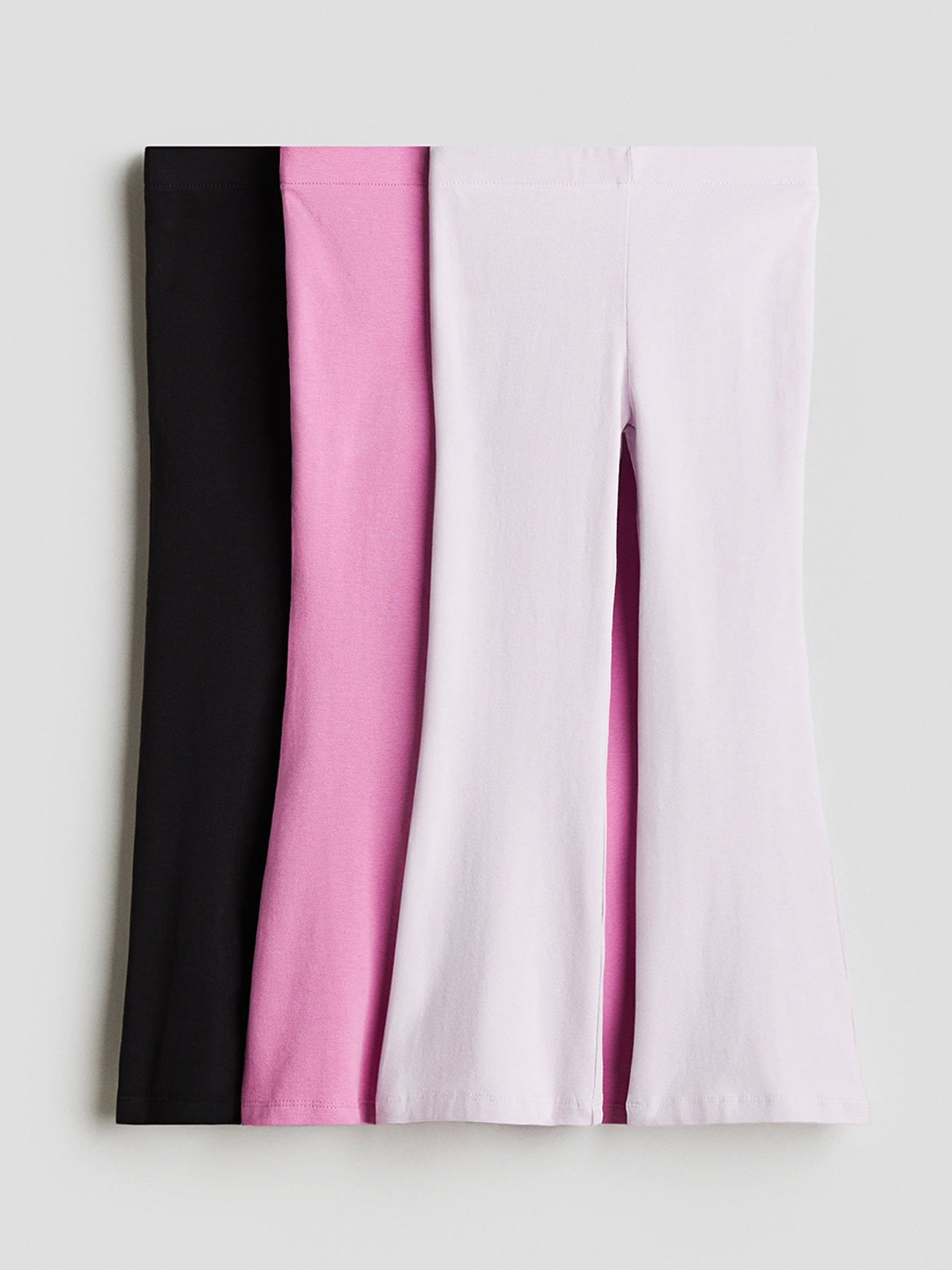 

H&M 3-Pack Flared Cotton Leggings, Pink
