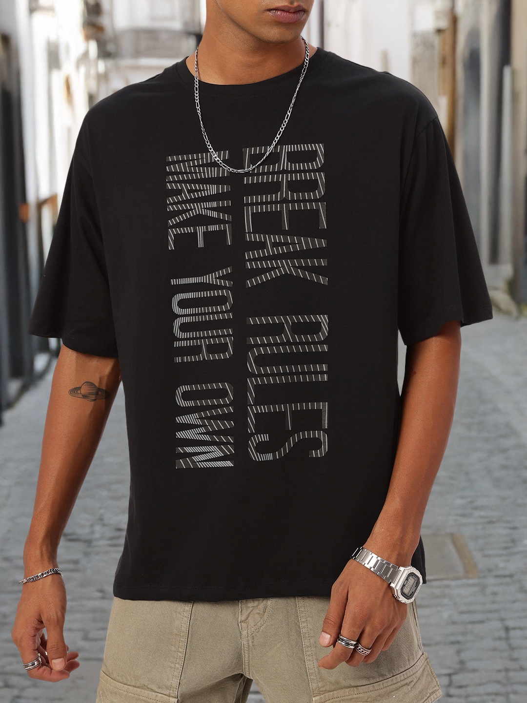 

Kook N Keech Urban Classic Printed Relaxed Fit T-shirt, Black