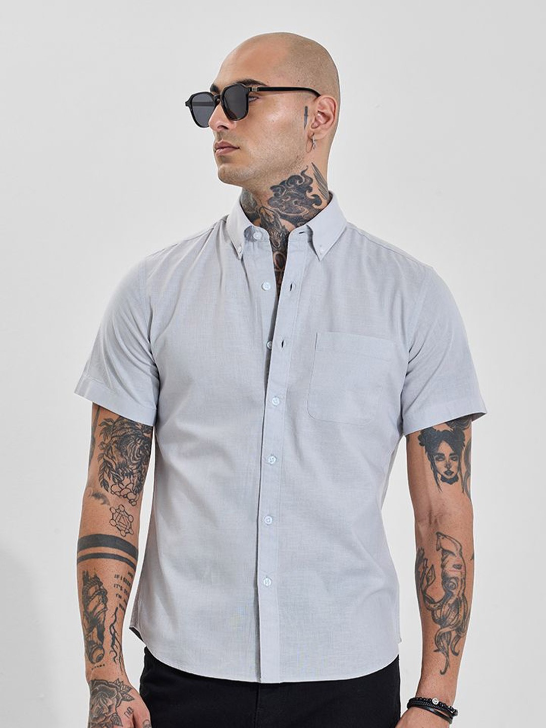 

Snitch Men Slim Fit Opaque Formal Shirt, Grey
