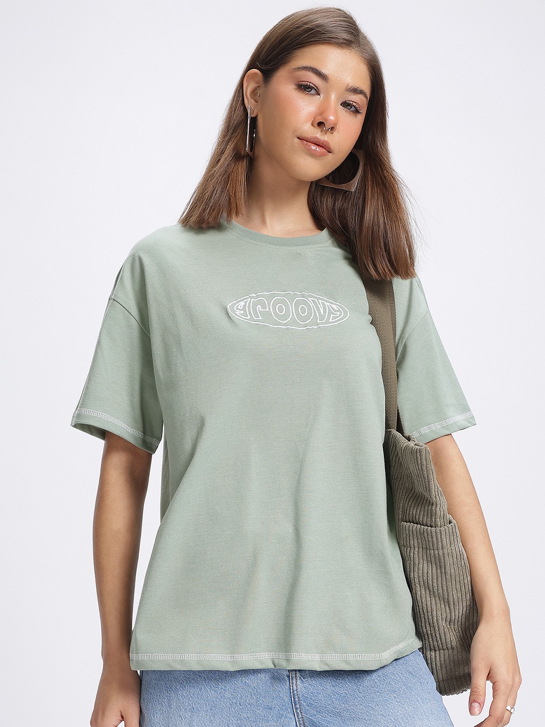

glitchez Typography Groove Relaxed T-shirt, Green