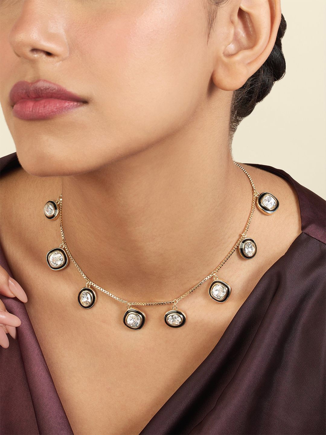 

Isharya 18Kt Gold-Plated Crystals Studded Choker Necklace