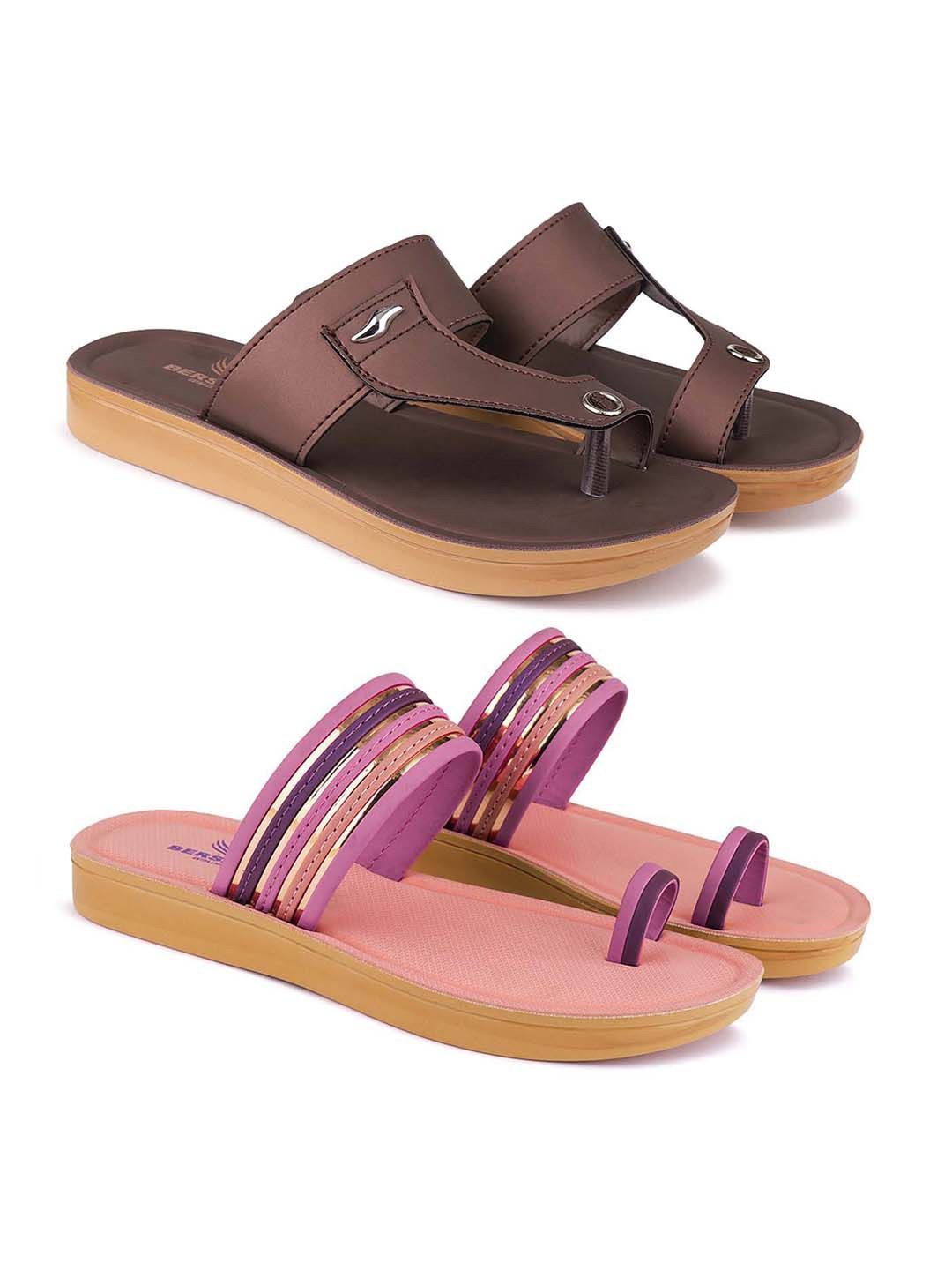 

BERSACHE Women Open Toe Flats, Brown
