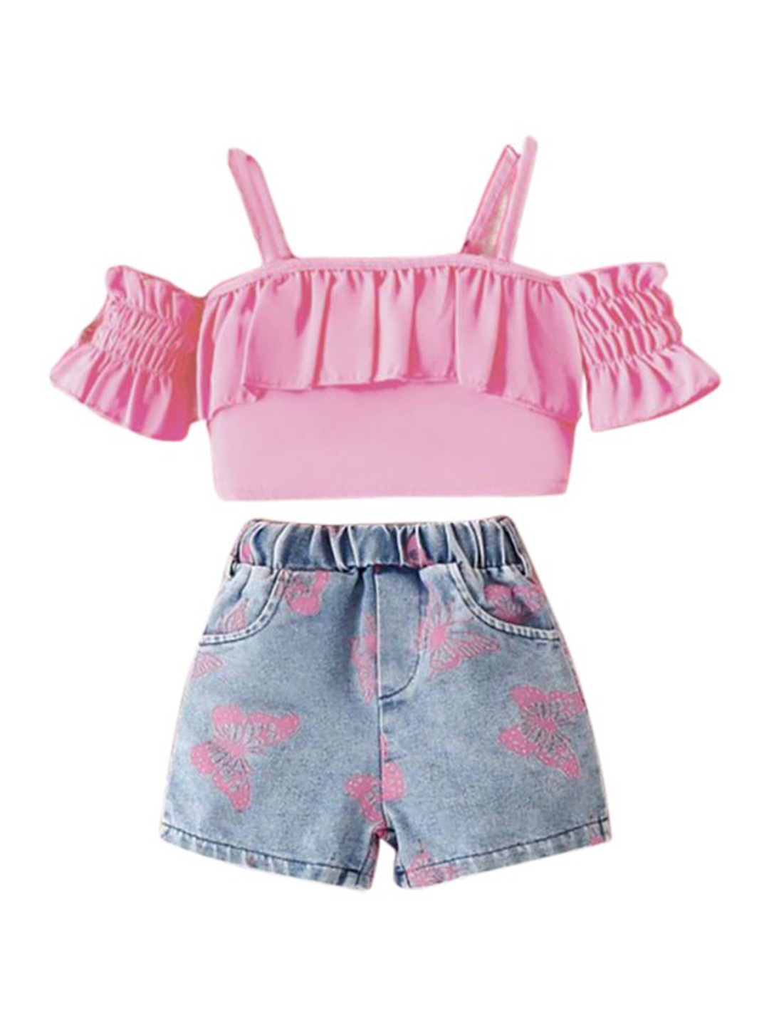 

StyleCast x Revolte Girls Shoulder Straps Top With Shorts, Pink