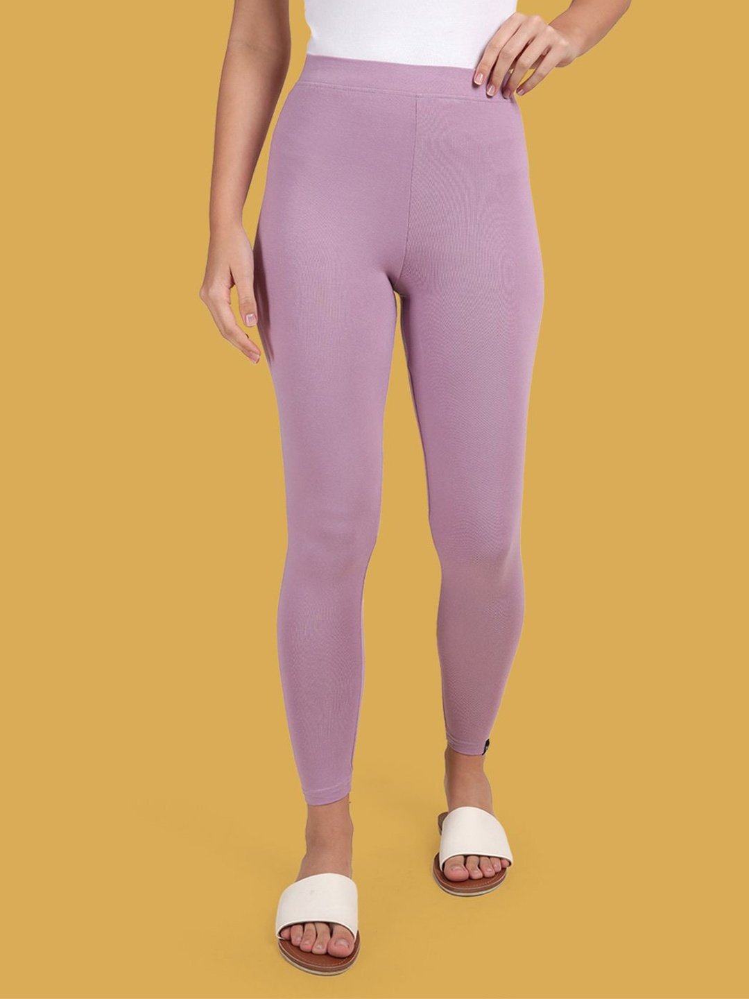 

TWIN BIRDS Women Viscose Blend Solid Pastel Purple Ankle Length Legging