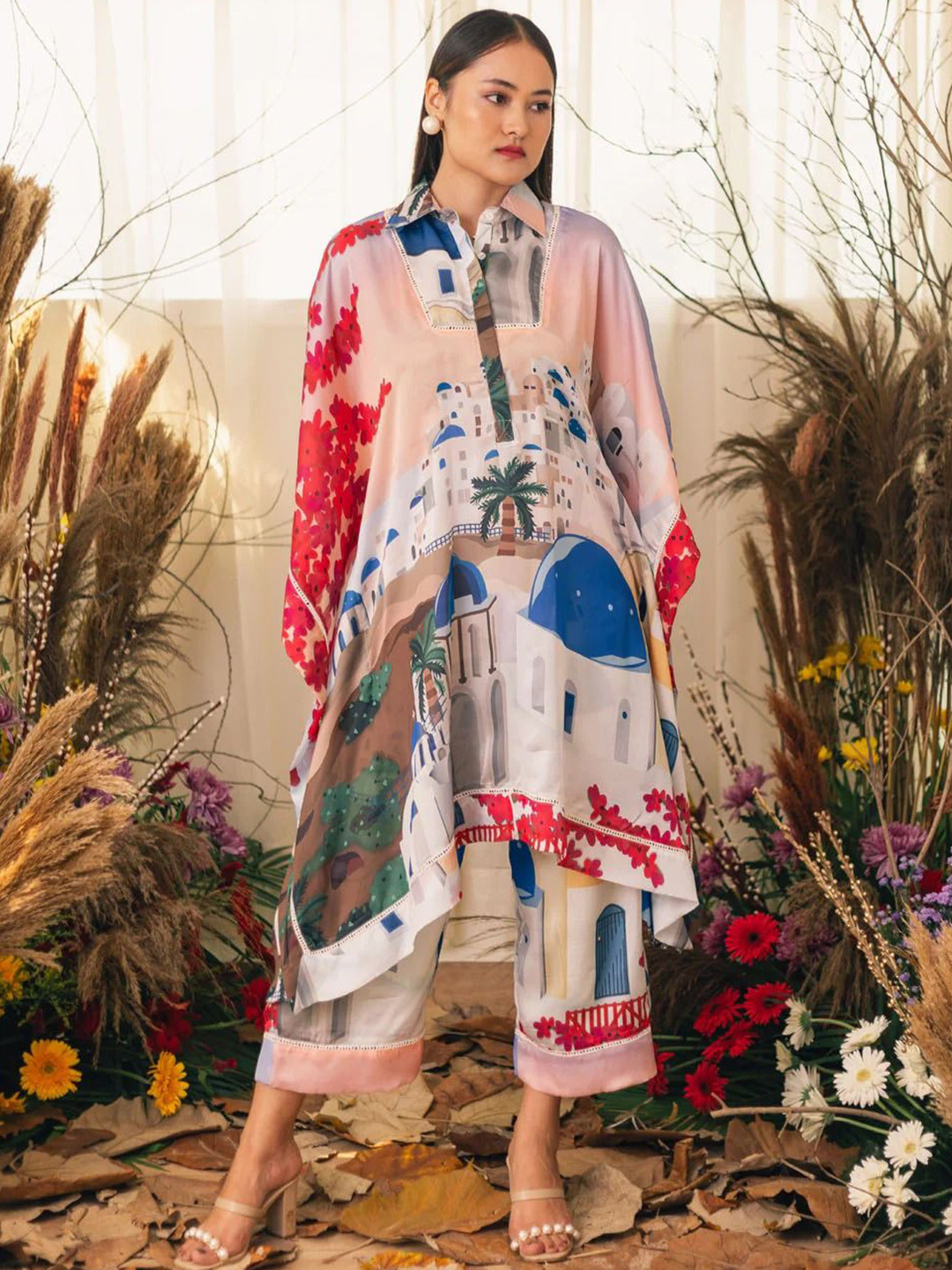 

HOUSE OF FETT Printed Tunic & Trousers Co-Ord Set, White