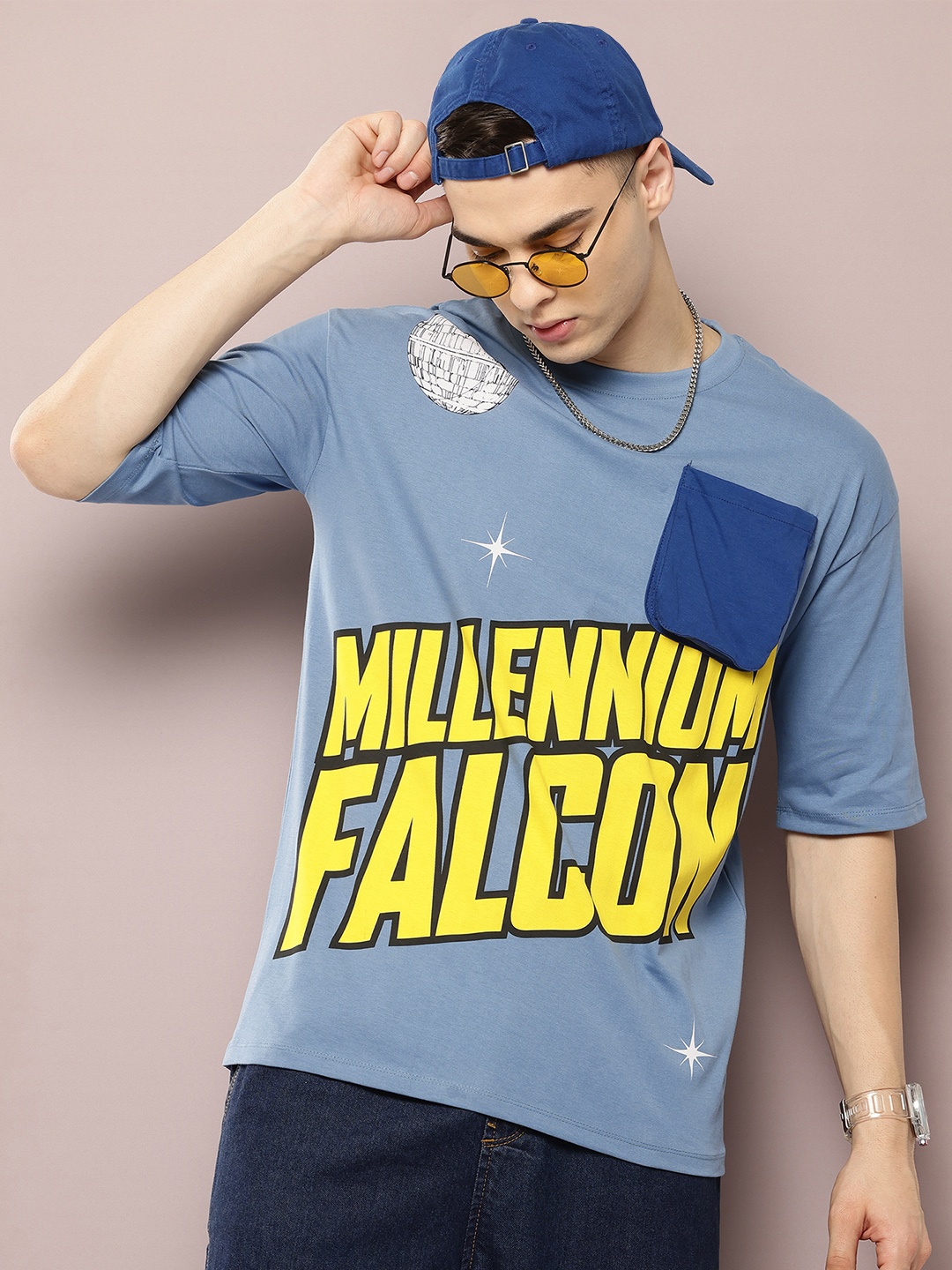 

Kook N Keech Star Wars Print Oversized Pure Cotton T-shirt, Blue