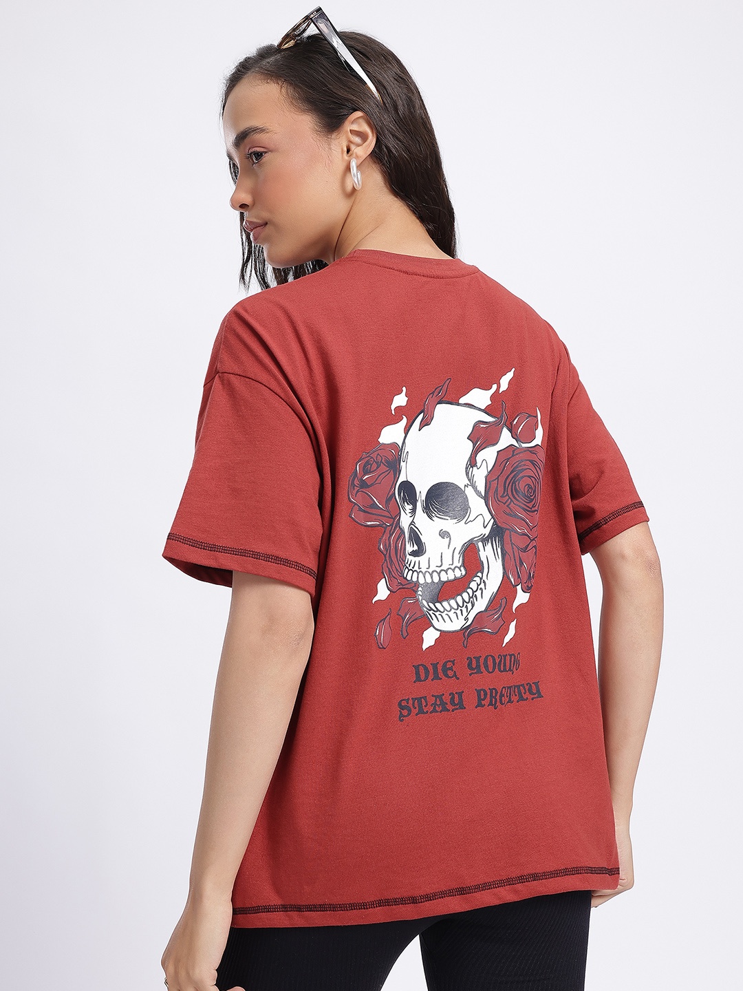 

glitchez Comfort Essentials Floral Graphic Relaxed T-shirt, Red