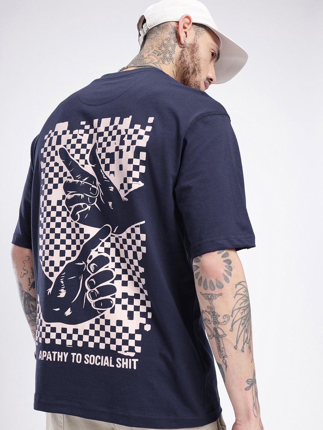 

glitchez Street Vibe Graphic Printed Relaxed Fit T-shirt, Navy blue
