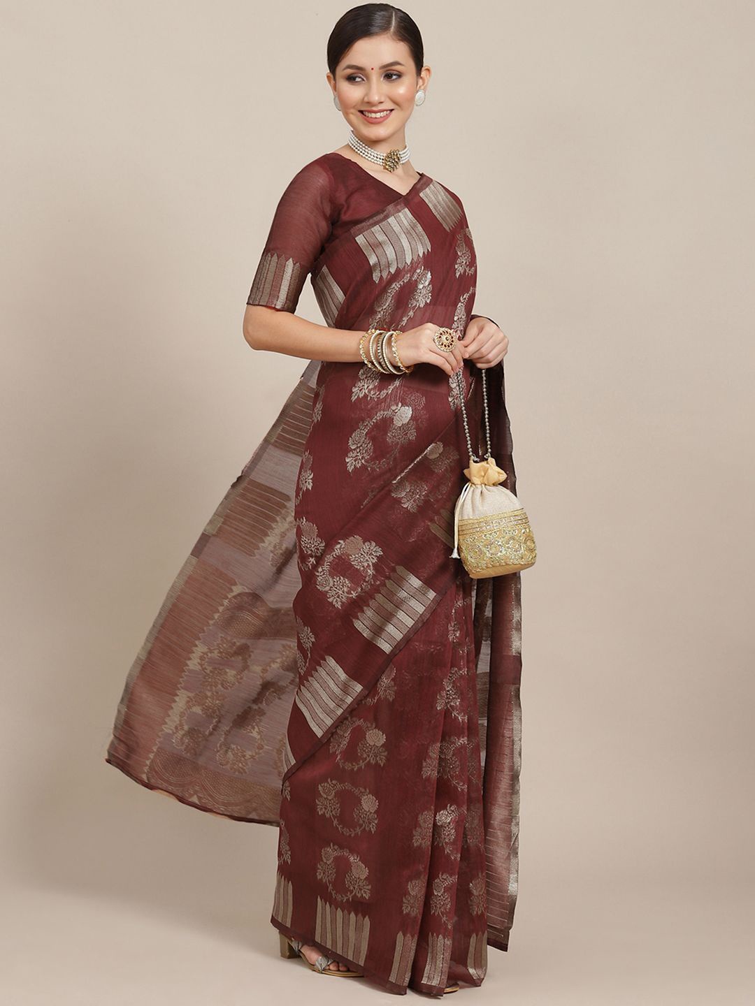 

Anouk Rustic Woven Design Zari Banarasi Saree, Maroon