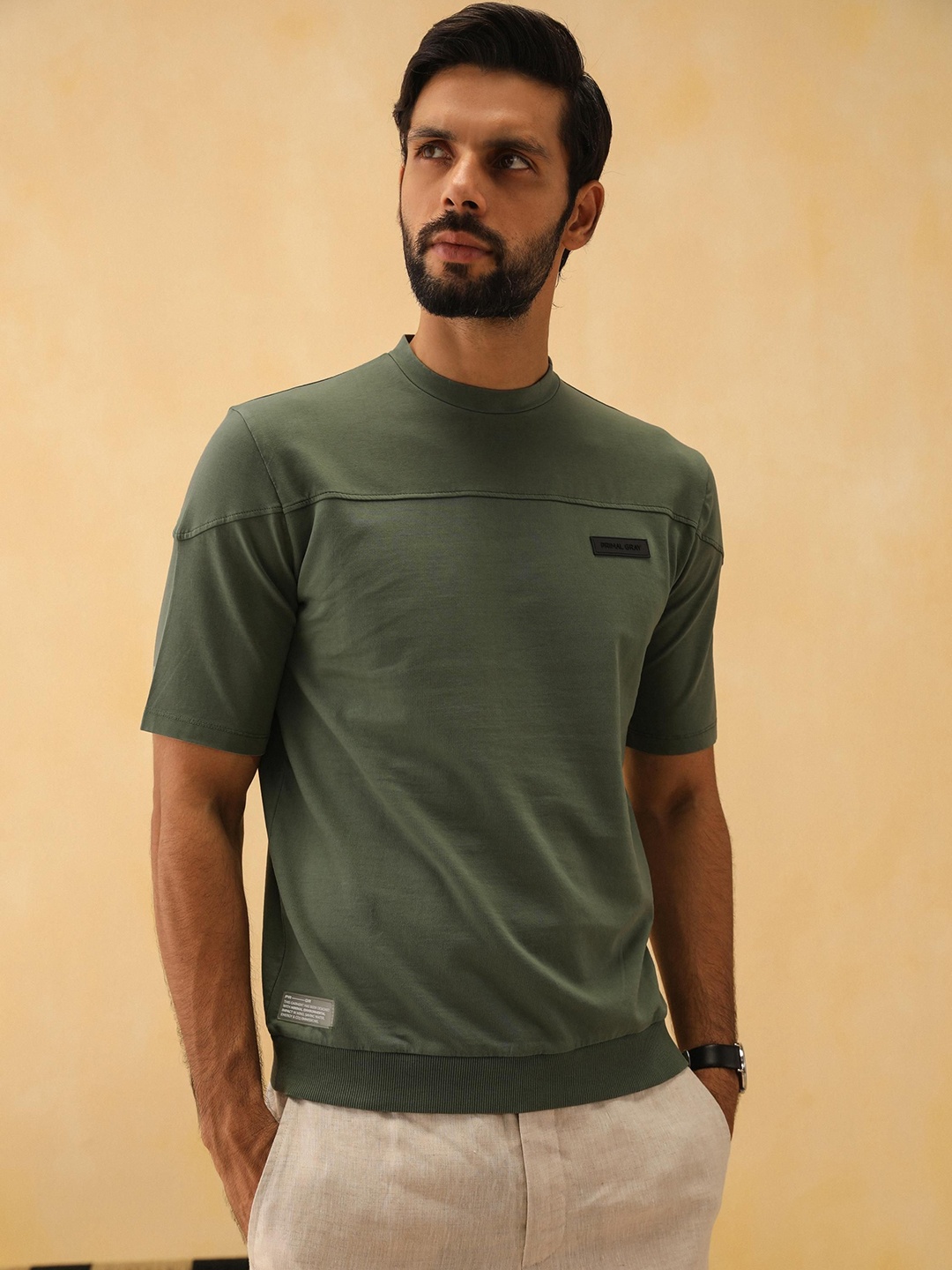 

PRIMAL GRAY Men Organic Cotton Pockets T-shirt, Green