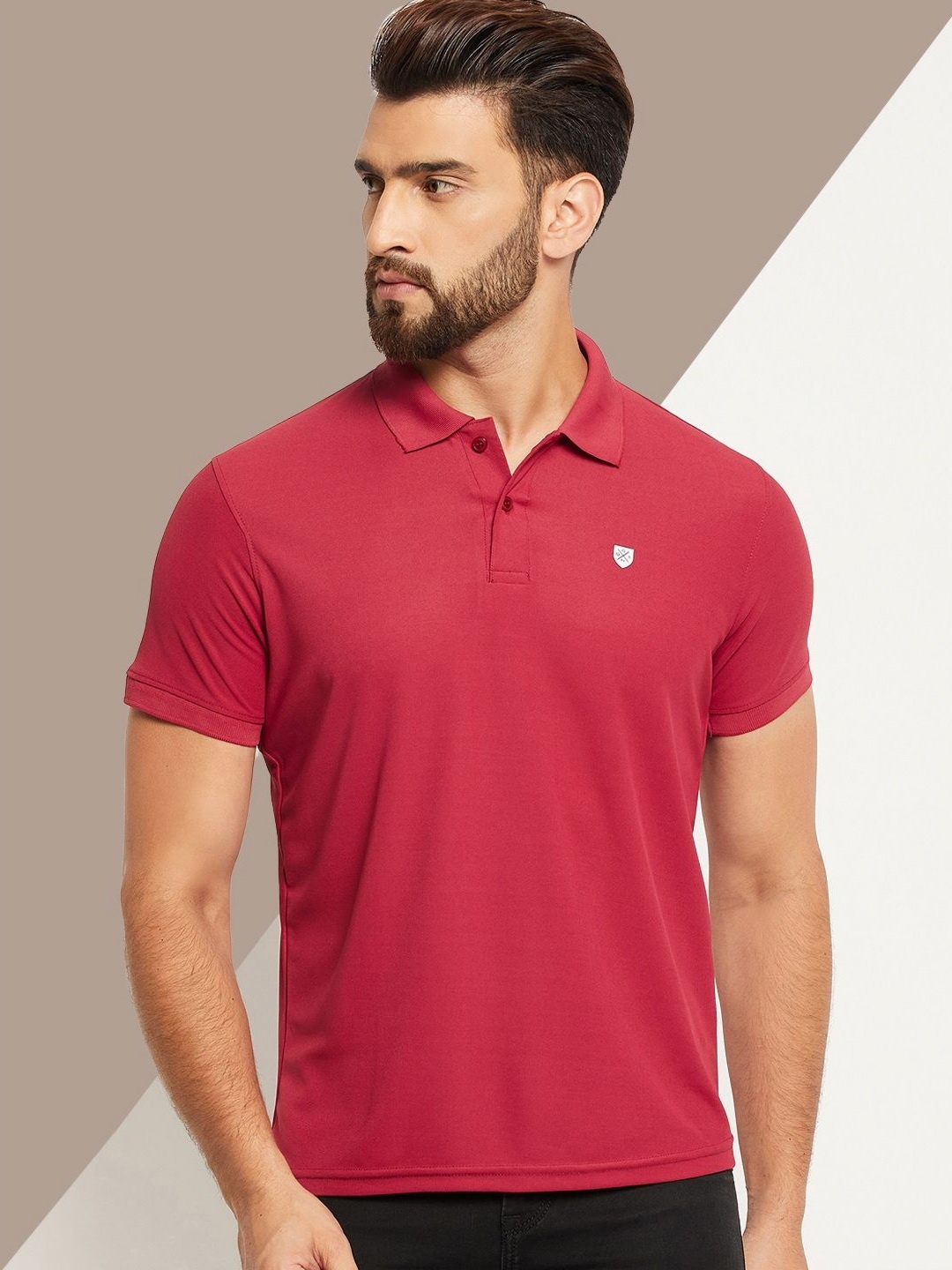 

OGEN Men Polo Collar T-shirt, Maroon