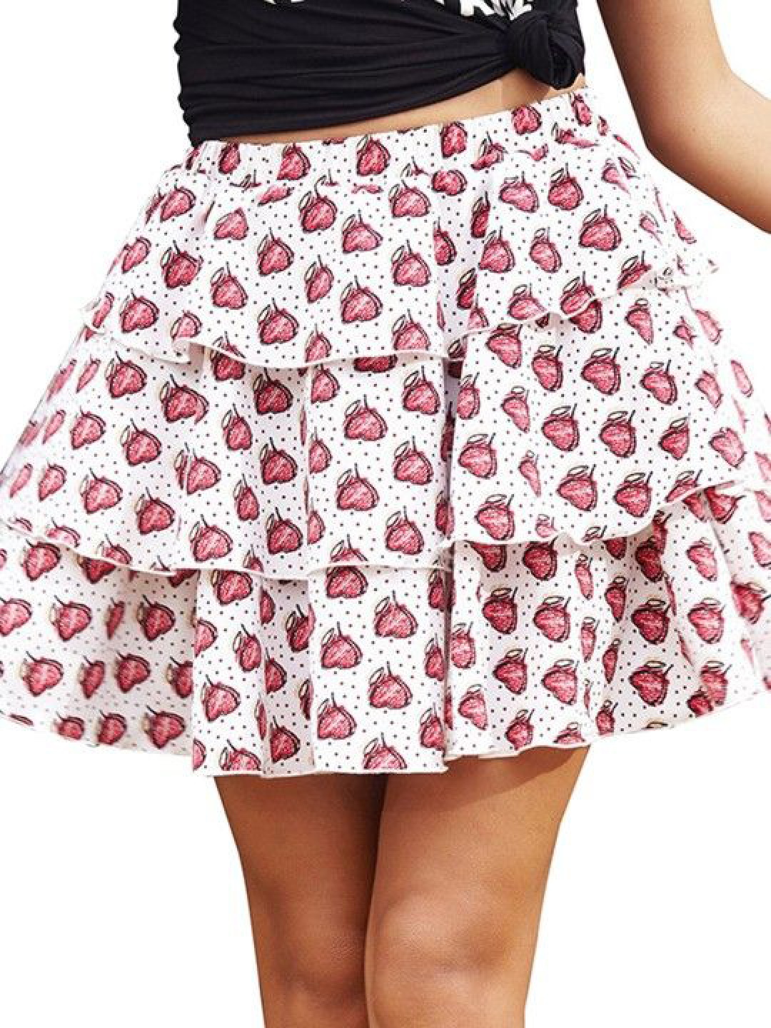 

HERE&NOW Self Design Flared Mini Skirt, White