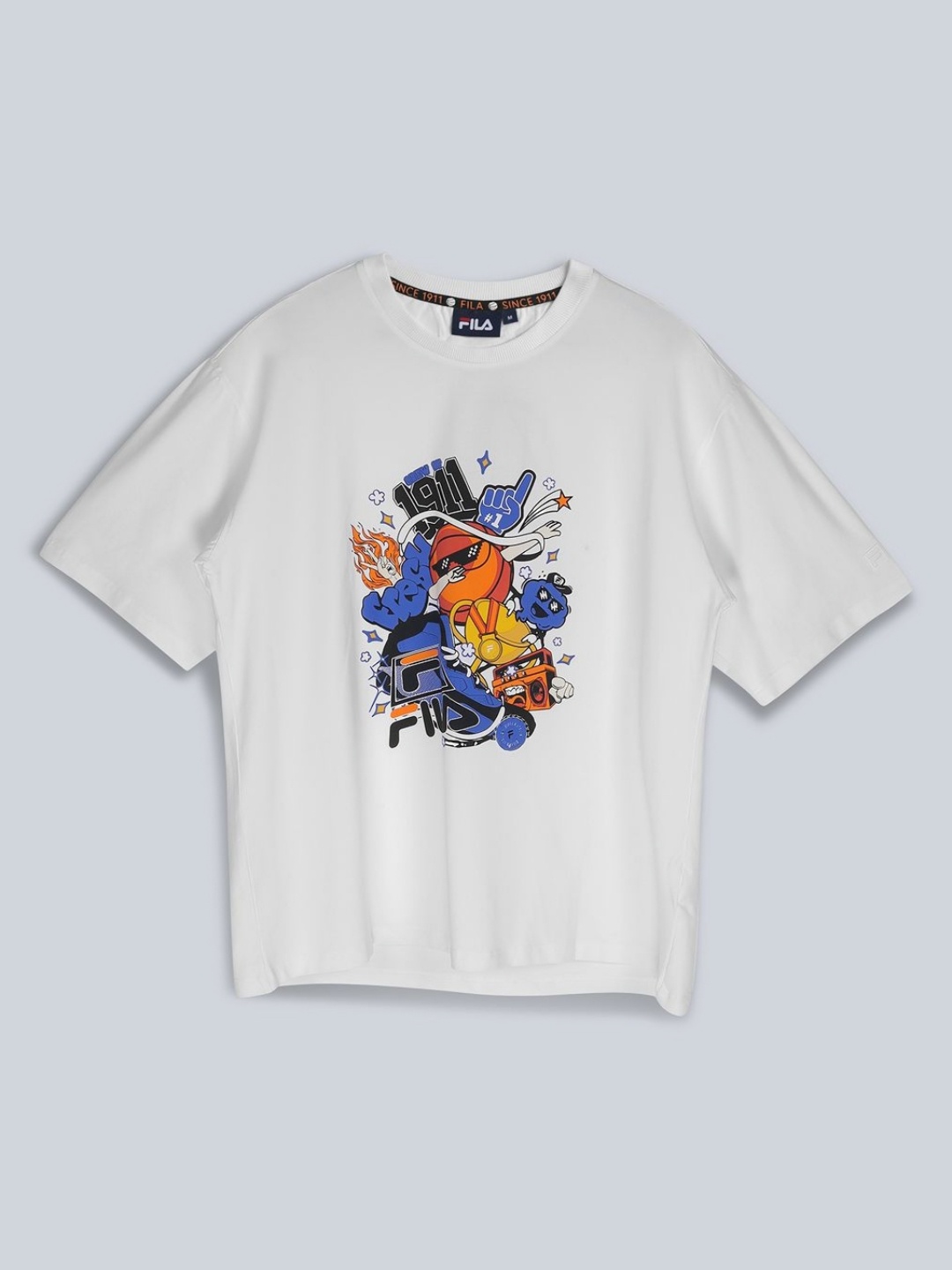 

FILA Unisex Printed Applique T-shirt, White