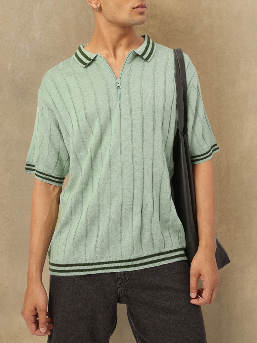 

Kook N Keech Coastal Chic Knit Polo Neck T-shirt, Green