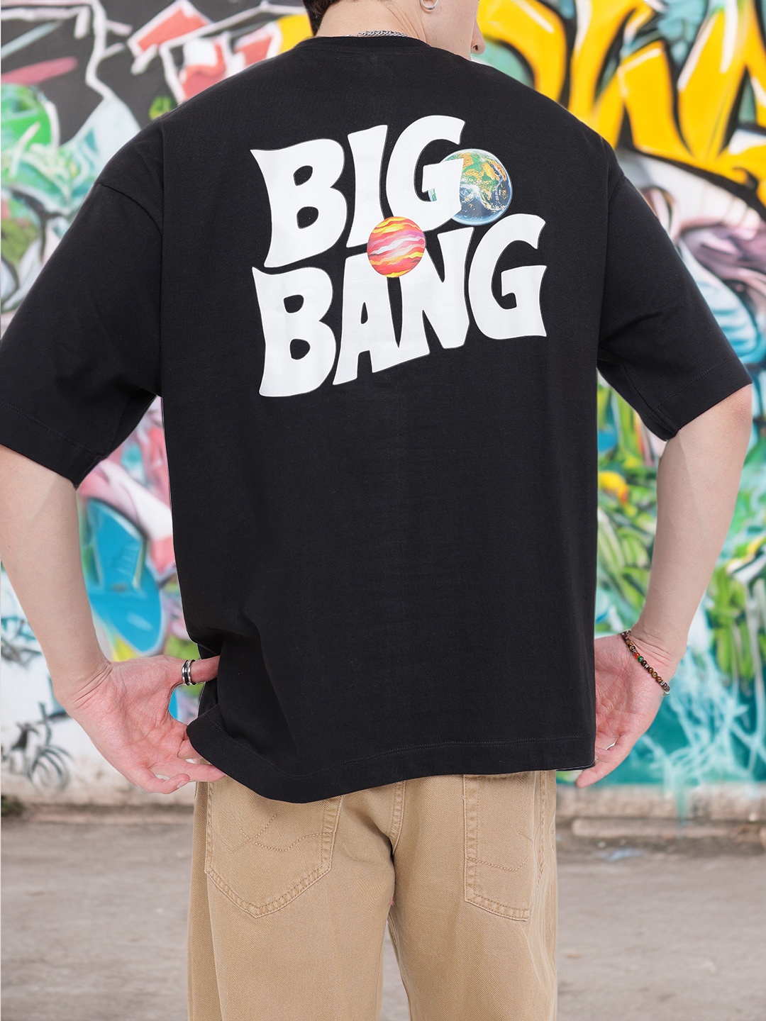 

Kook N Keech Embrace The Universe Printed Oversized T-shirt, Black