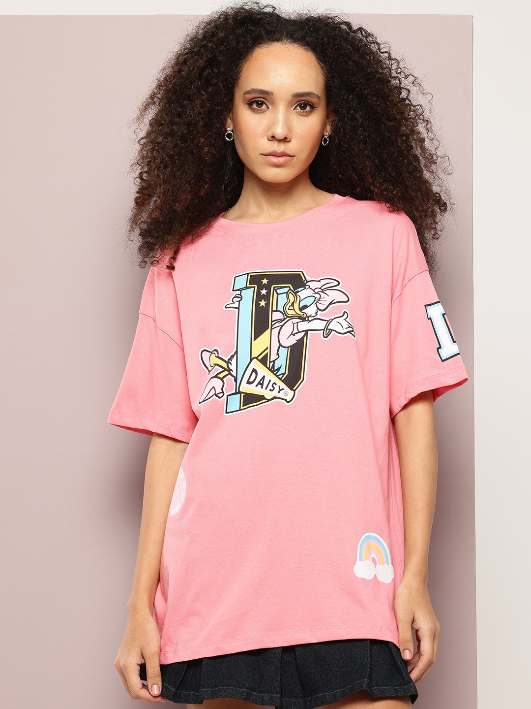 

Kook N Keech Disney Daisy Duck Print Pure Cotton Oversized T-shirt, Pink