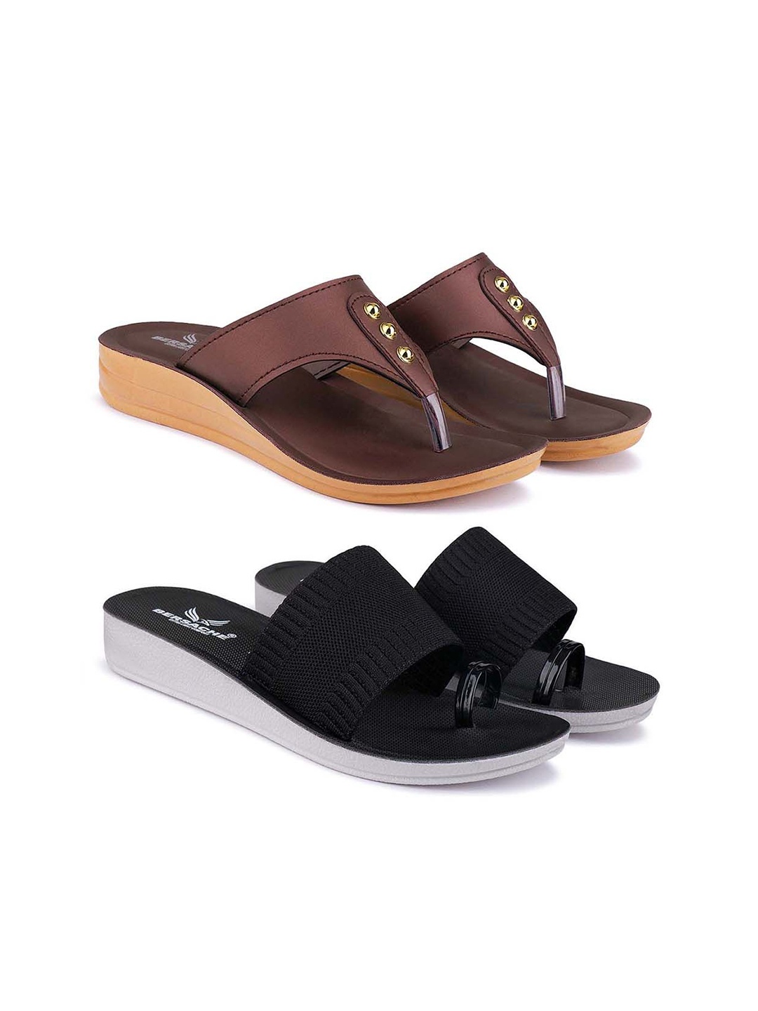 

BERSACHE Women Open Toe Flats, Brown