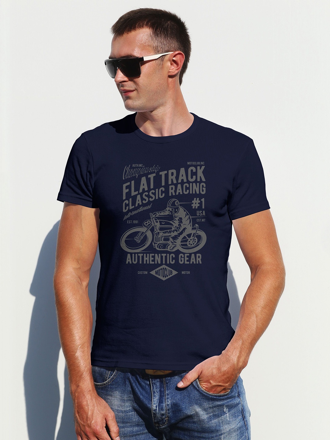

Moda Rapido Men Printed T-shirt, Navy blue