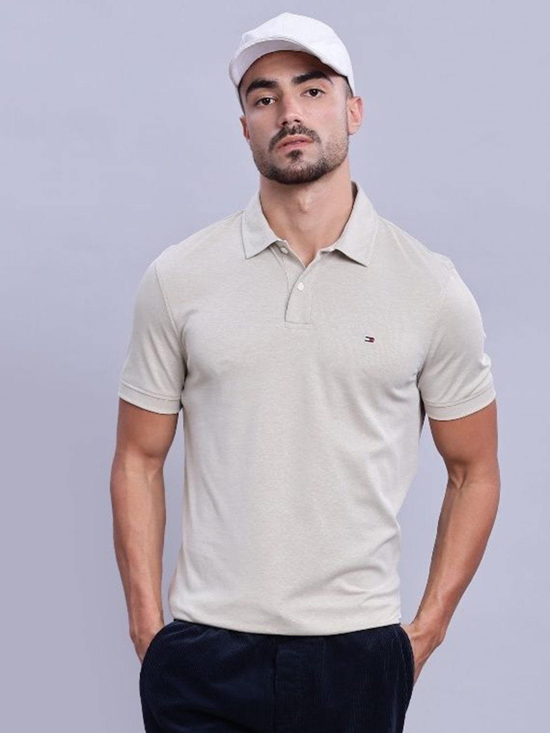 

Tommy Hilfiger Men Polo Collar T-shirt, Beige