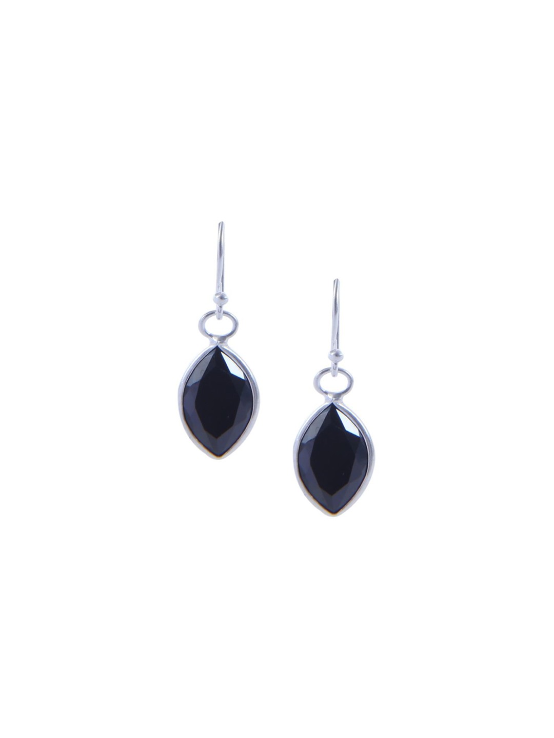 

Abhooshan 92.5 Sterling Silver Silver-Plated Cubic Zirconia Oval Shaped Drop Earrings, Black