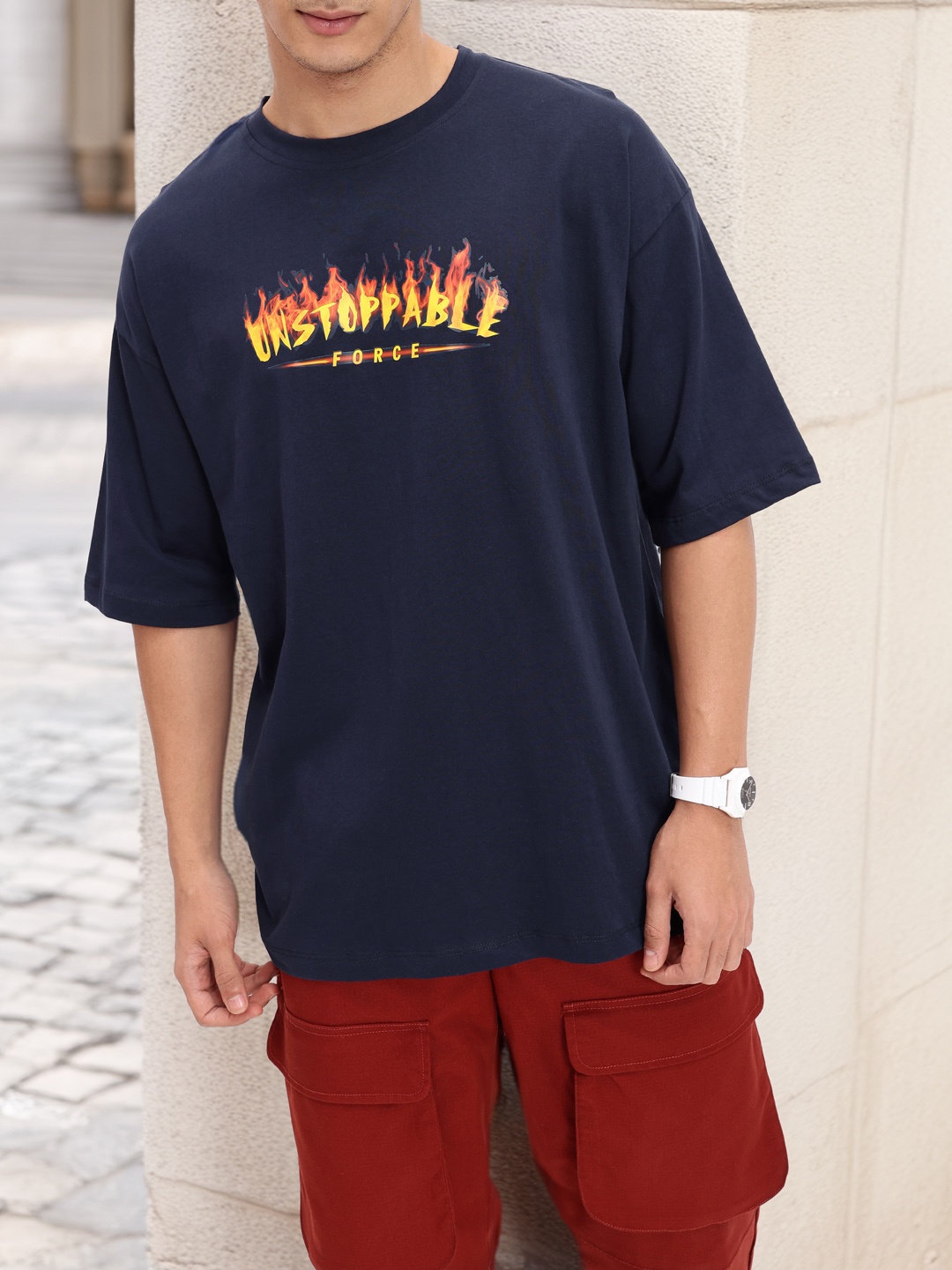 

Kook N Keech You Will Be Unstoppable Printed Oversized T-shirt, Navy blue