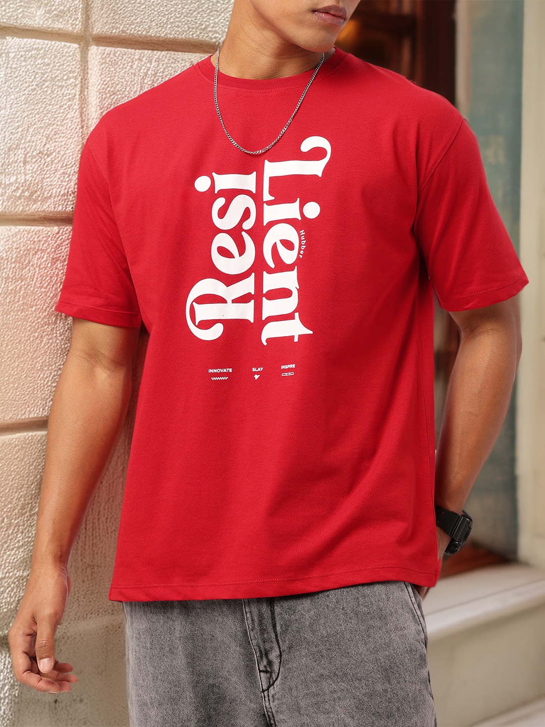 

Kook N Keech Slay In Grunge Printed Relaxed Fit T-shirt, Red