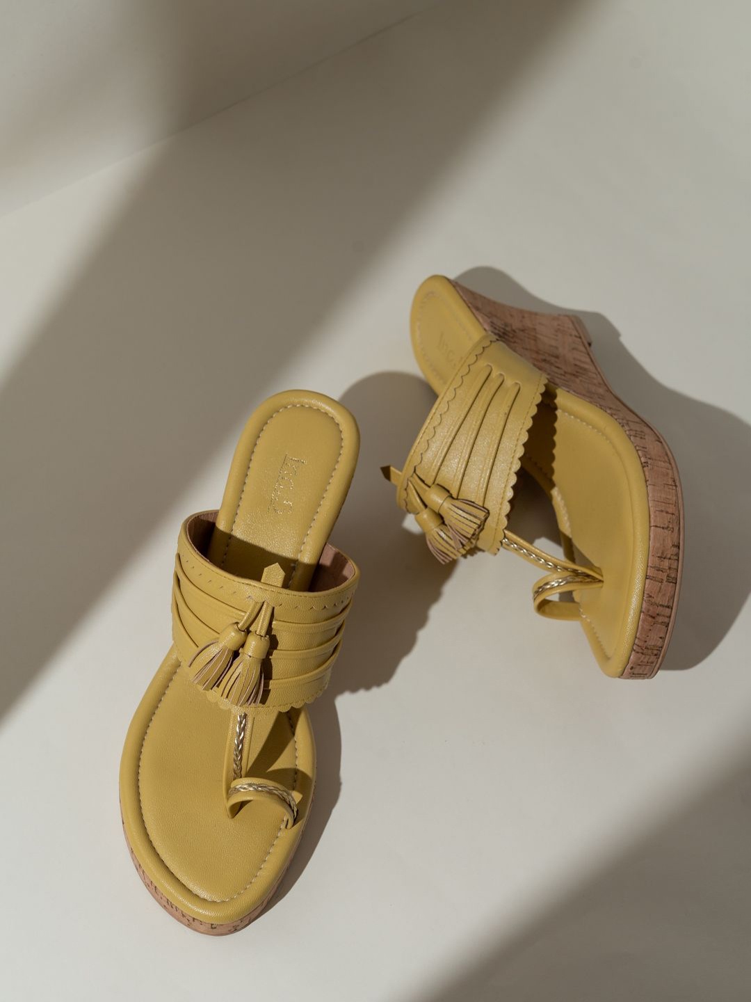 

Inc 5 Party Wedge Sandals with Tassels, Yellow
