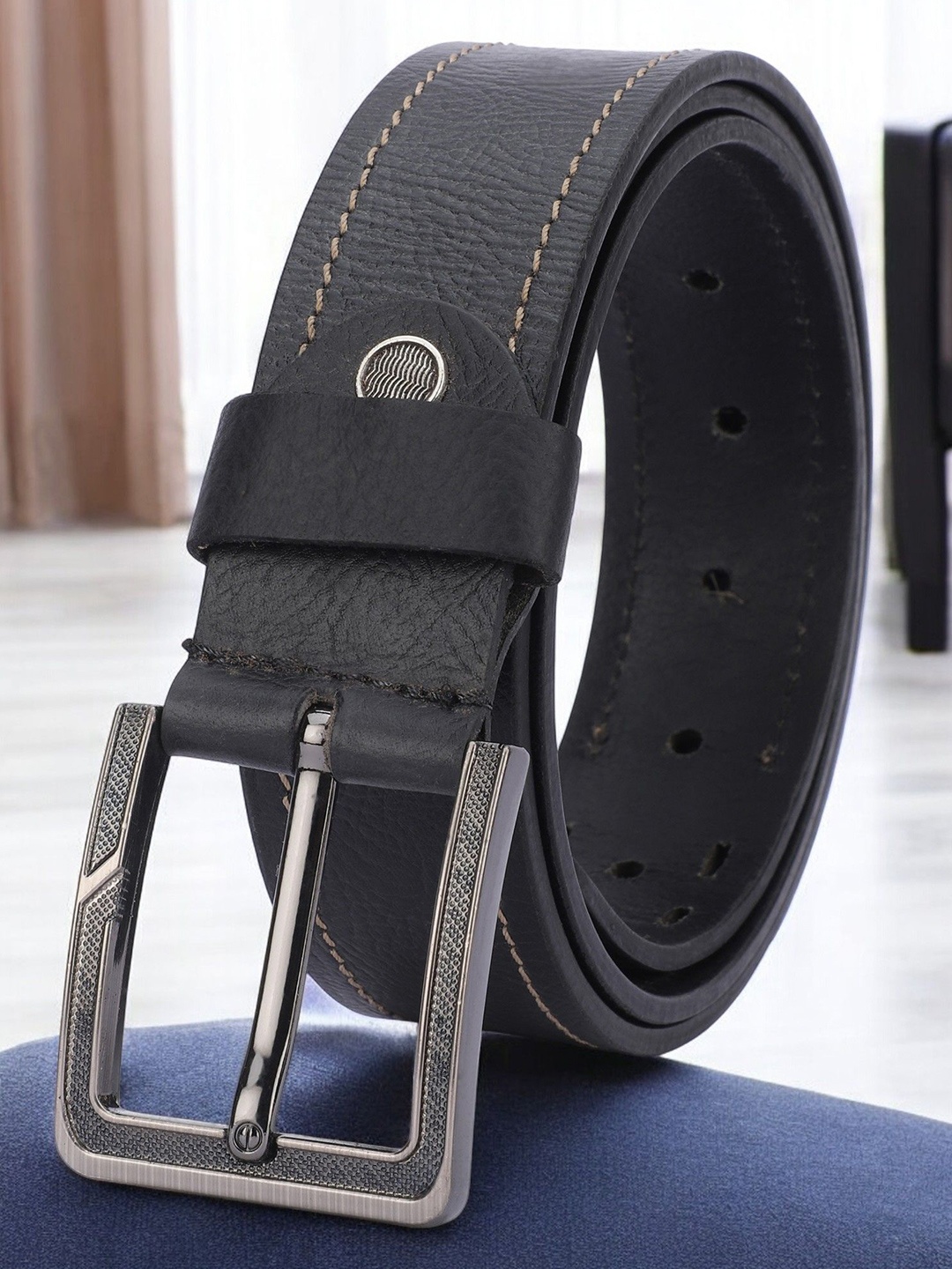

WROGN Men Leather Formal Belt, Black