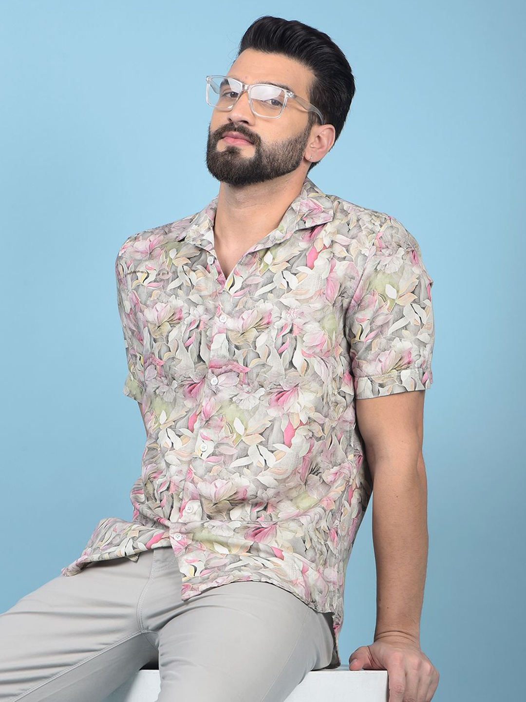 

Crimsoune Club Men Classic Slim Fit Floral Opaque Printed Casual Shirt, Multi