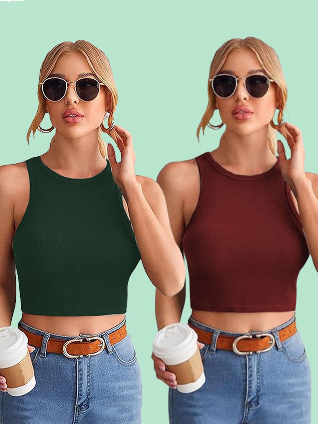 

Mast & Harbour Cotton Tank Crop Top, Multi