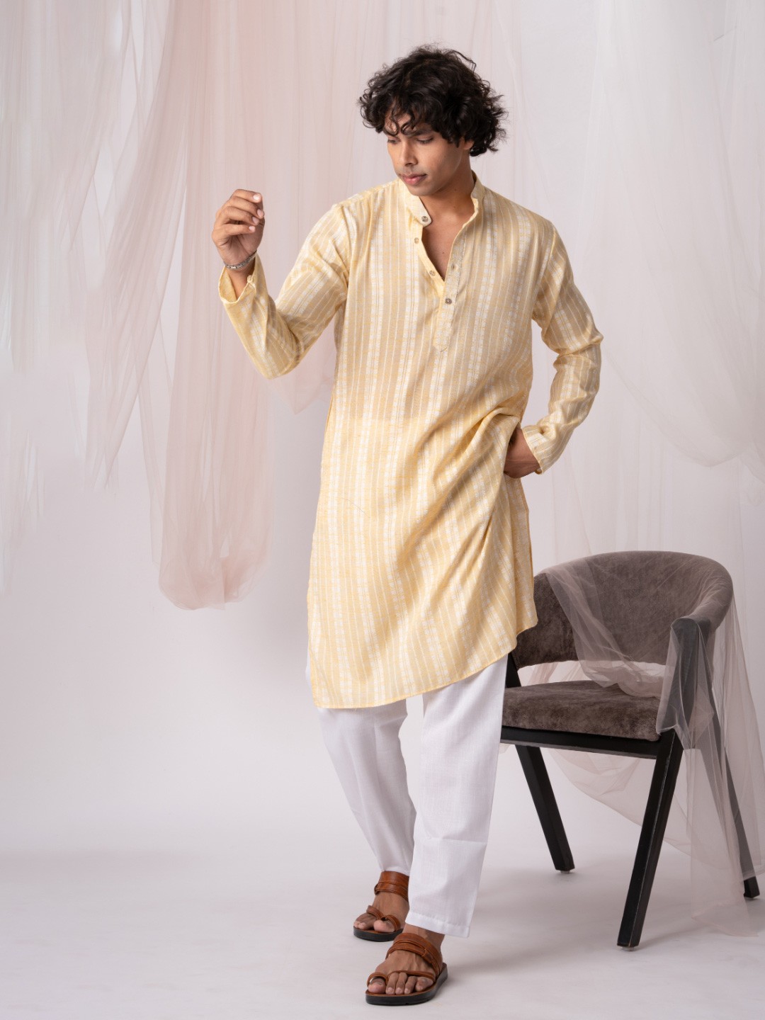 

5 Stitch Men Kurta, Black