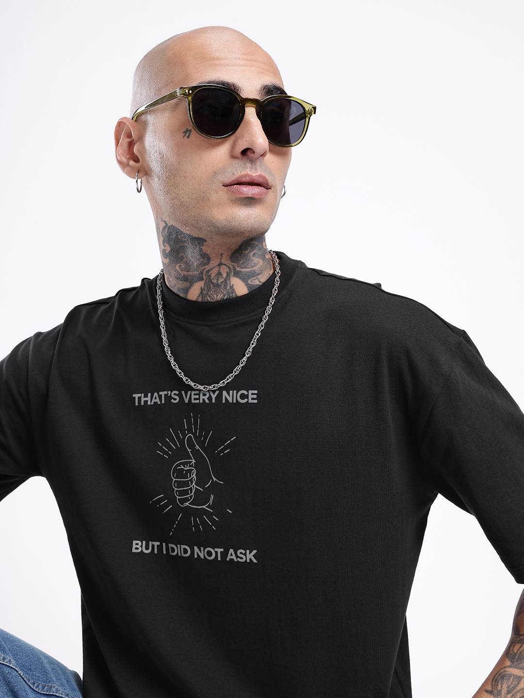 

glitchez Urban Vibes Printed Relaxed Fit T-shirt, Black