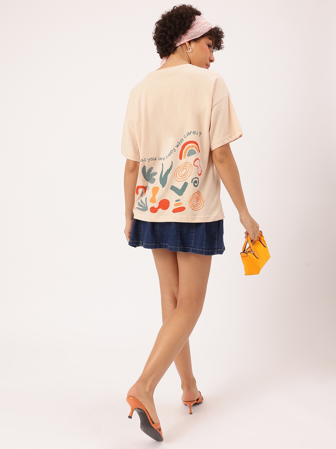 

DressBerry Ethereal Echoes Printed Relaxed Fit T-shirt, Pink