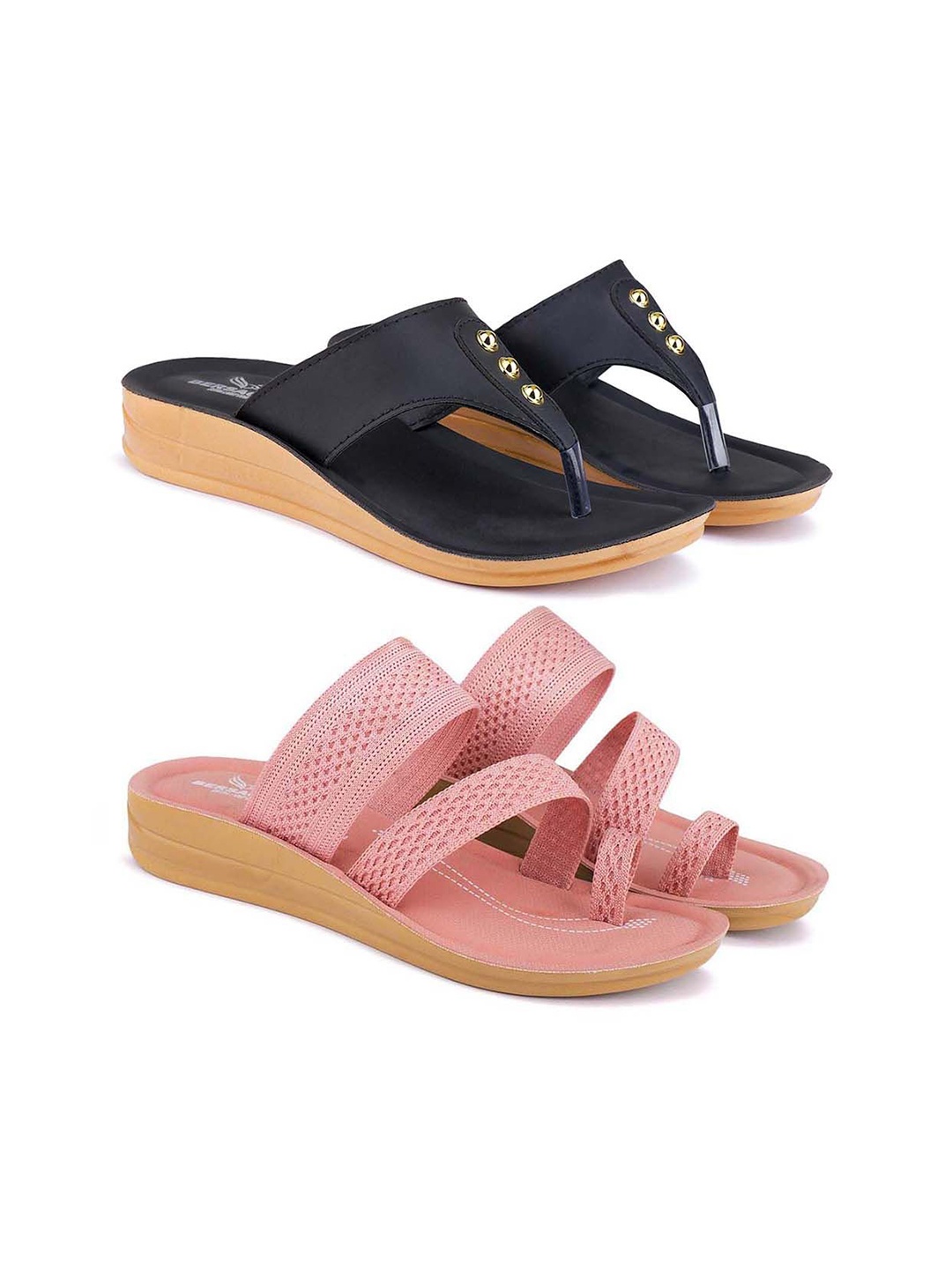 

BERSACHE Women One Toe Flats, Black