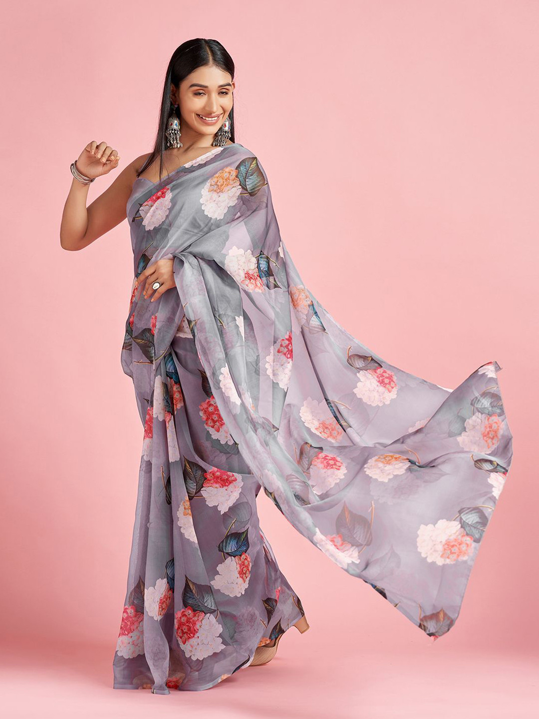 

Anouk Rustic Floral Organza Saree, Grey