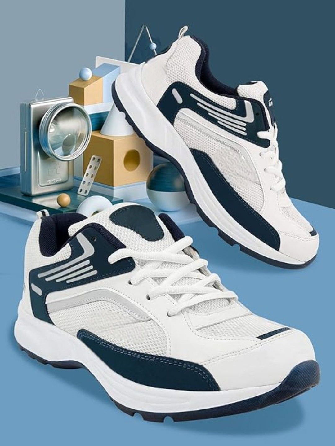 

Genial Men Mesh Running Non-Marking Shoes, White
