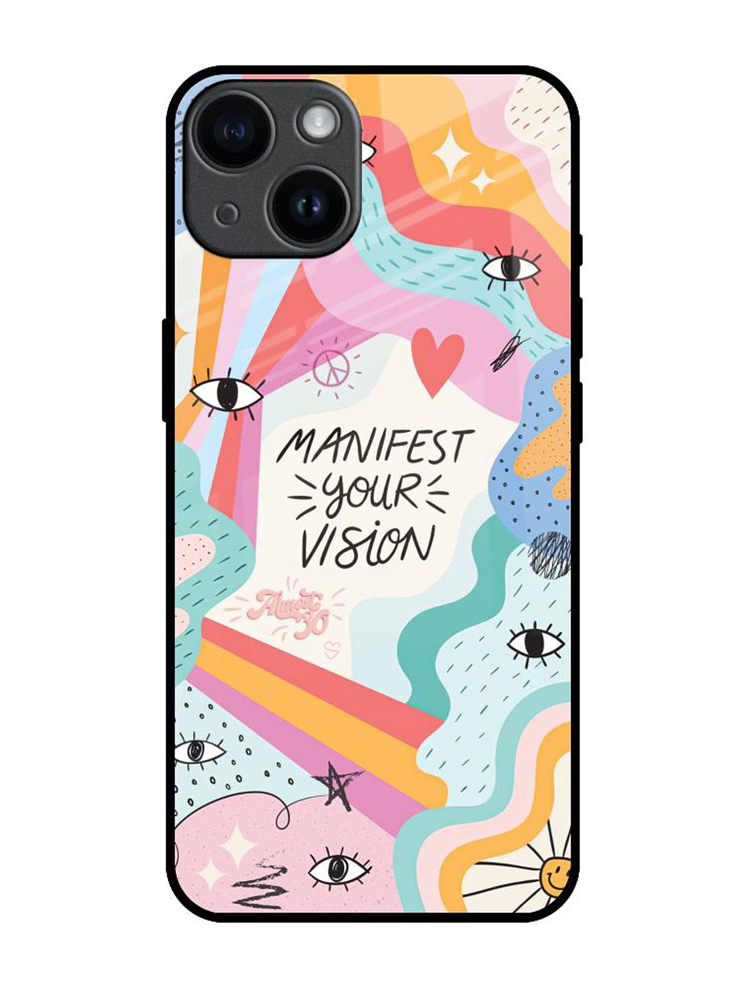

QRIOH Quirky Printed iPhone 14 Back Case Mobile Accessories, White