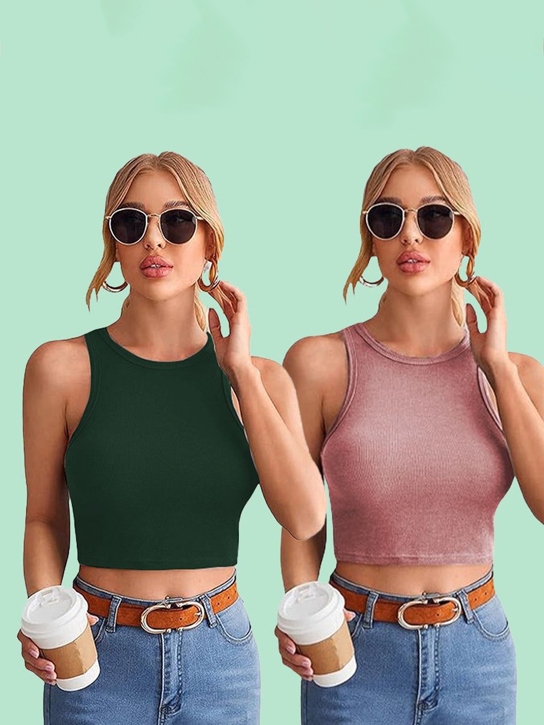 

Mast & Harbour Cotton Tank Crop Top, Multi