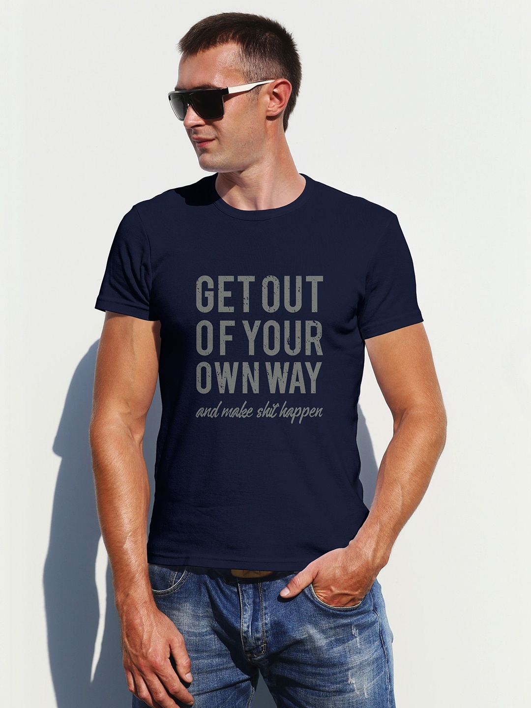 

Moda Rapido Men Printed T-shirt, Navy blue