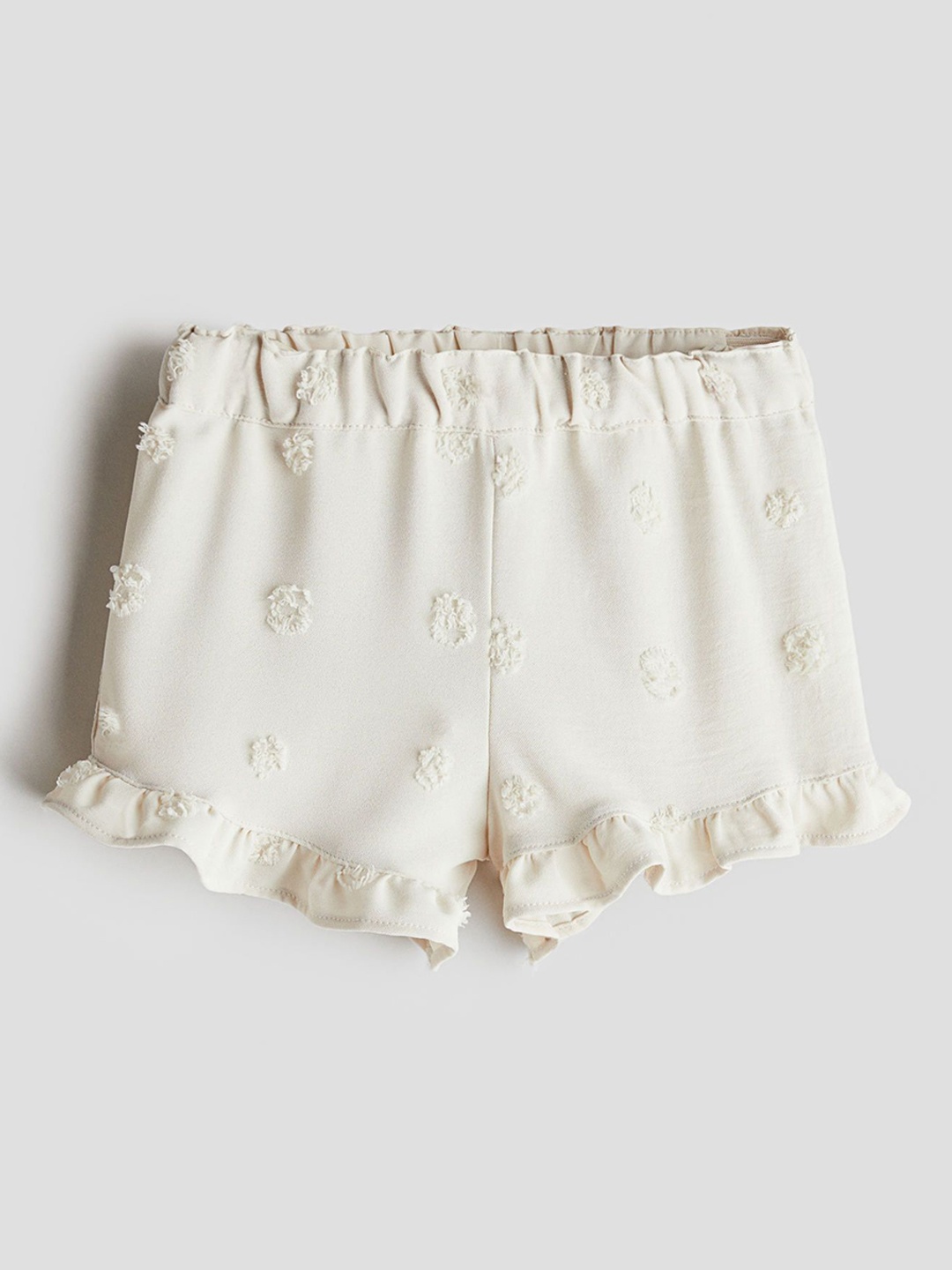 

H&M Frilled Shorts, Beige