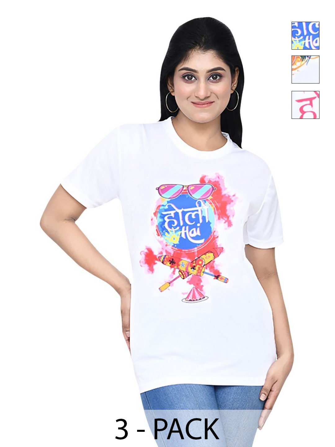 

RAPL Women 3 Printed T-shirt, White