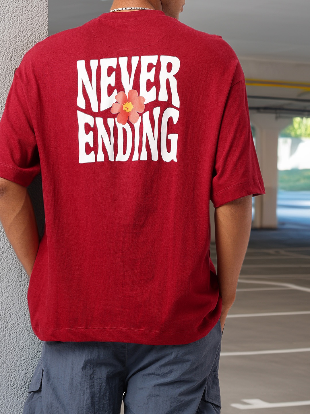 

Kook N Keech Edgy Street Look Typography Printed Oversized T-shirt, Maroon
