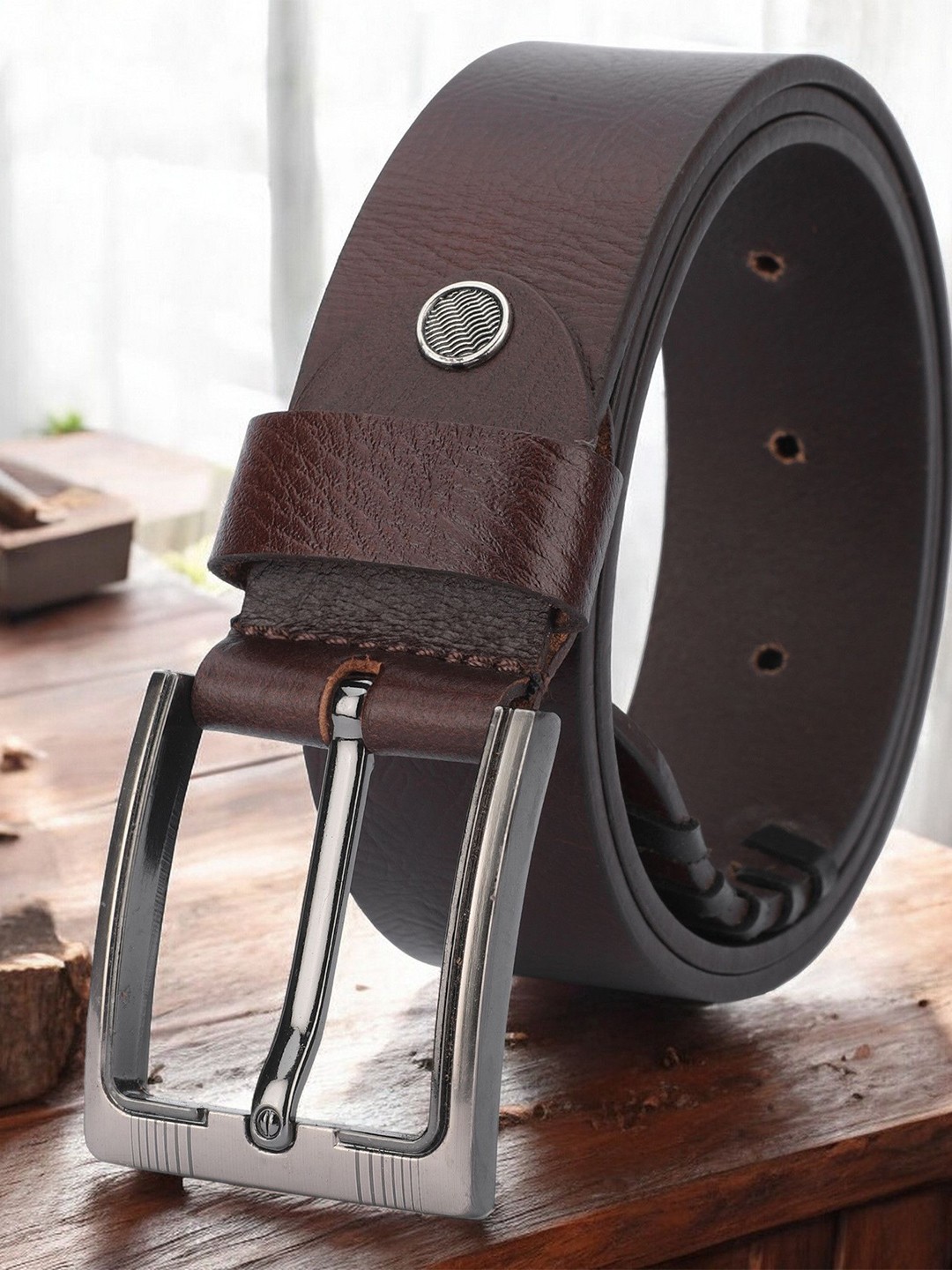 

WROGN Men Leather Formal Belt, Brown
