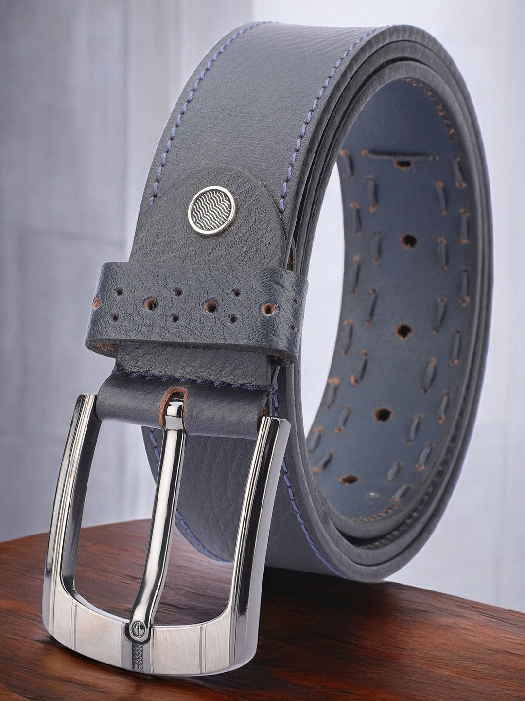 

WROGN Men Leather Belt, Blue