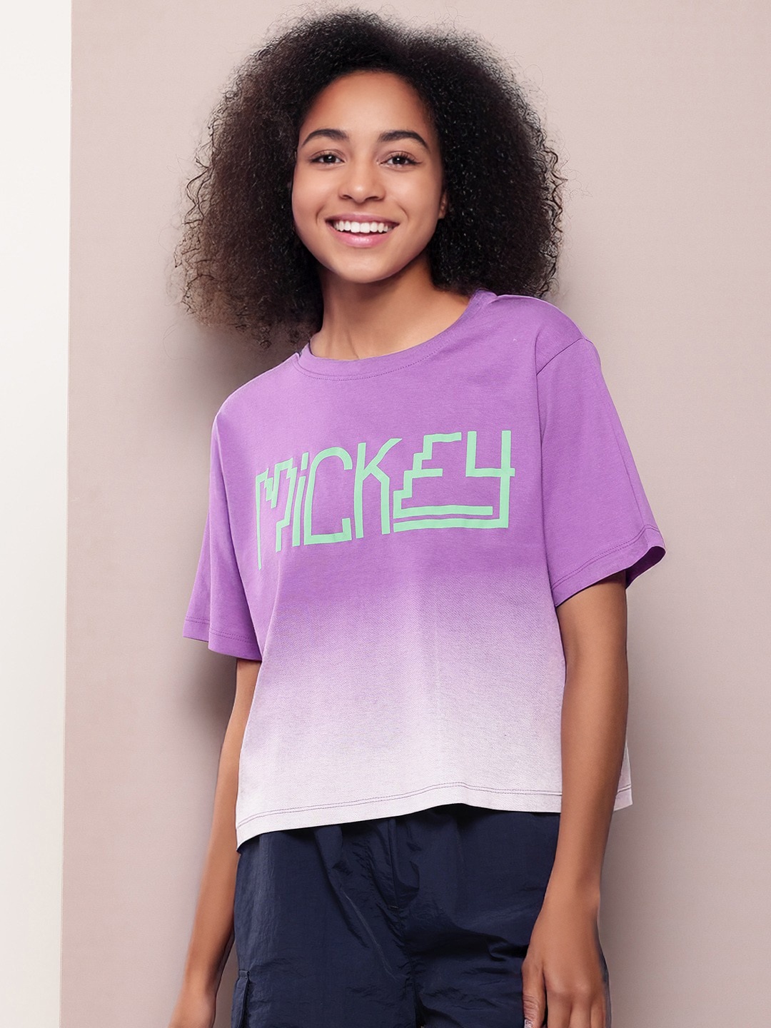 

Kook N Keech Disney Women Printed Pure Cotton Boxy T-shirt, Purple