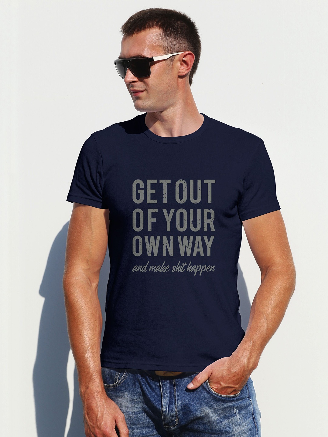 

Moda Rapido Men Printed T-shirt, Navy blue