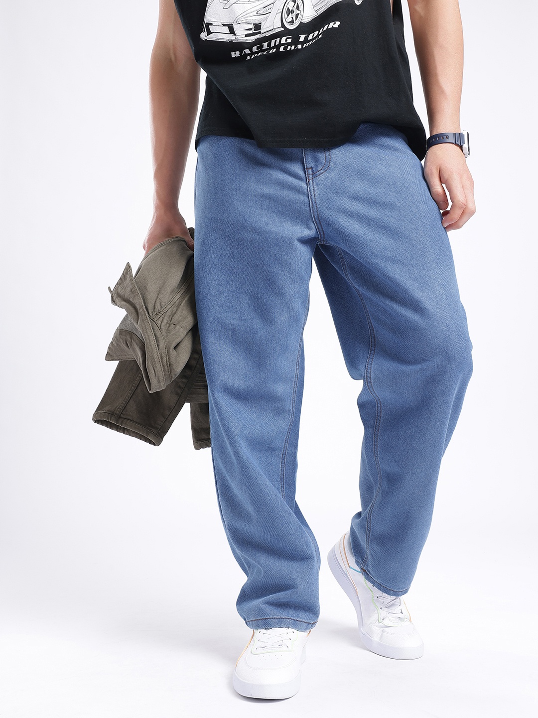 

glitchez Men Street Cool Skater Fit Jeans, Blue
