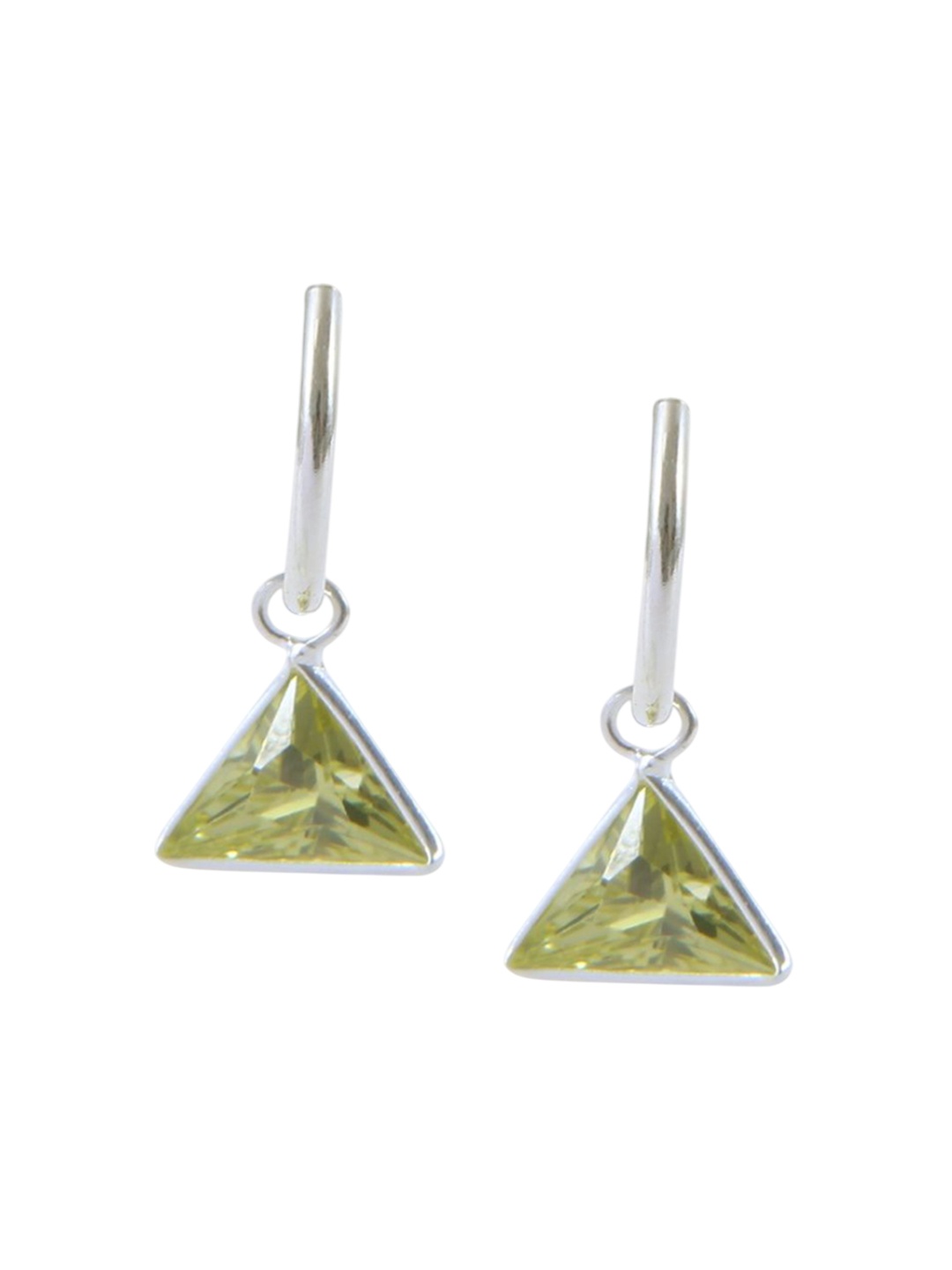 

Abhooshan 925 Sterling Silver-Plated Cubic Zirconia Studded Triangular Hoop Earrings, Yellow