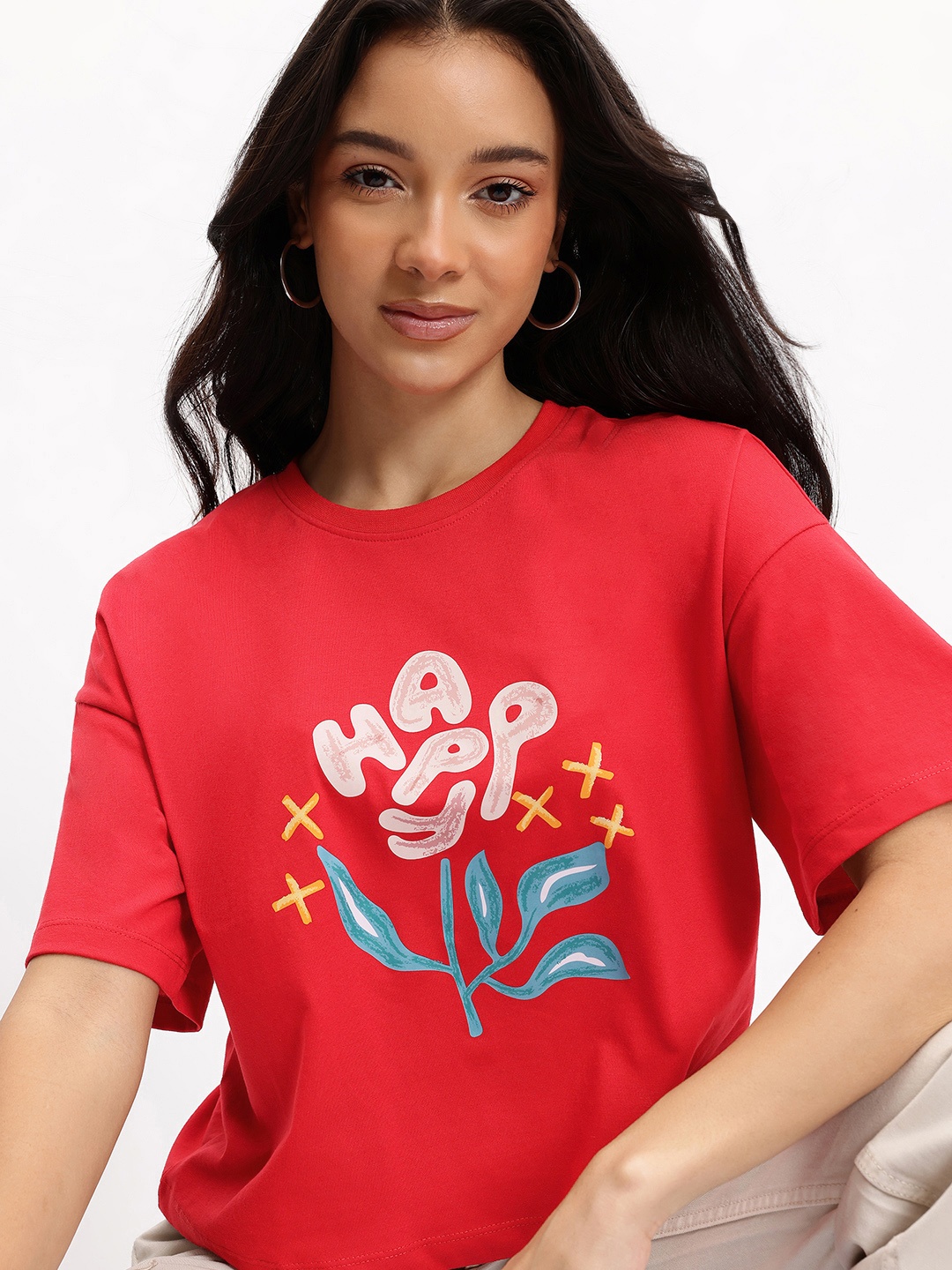 

DressBerry Cherry Red Back To School Boxy T-shirt